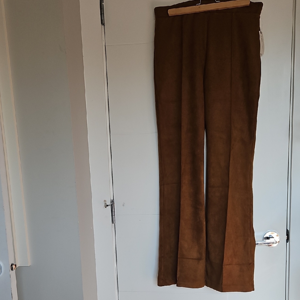 Anthropologir Brown Suede Wide-Leg Pants